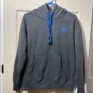 ARIAT LOGO HOODIE sweatshirt long sleeve pockets gray blue
pullover MEDIUM